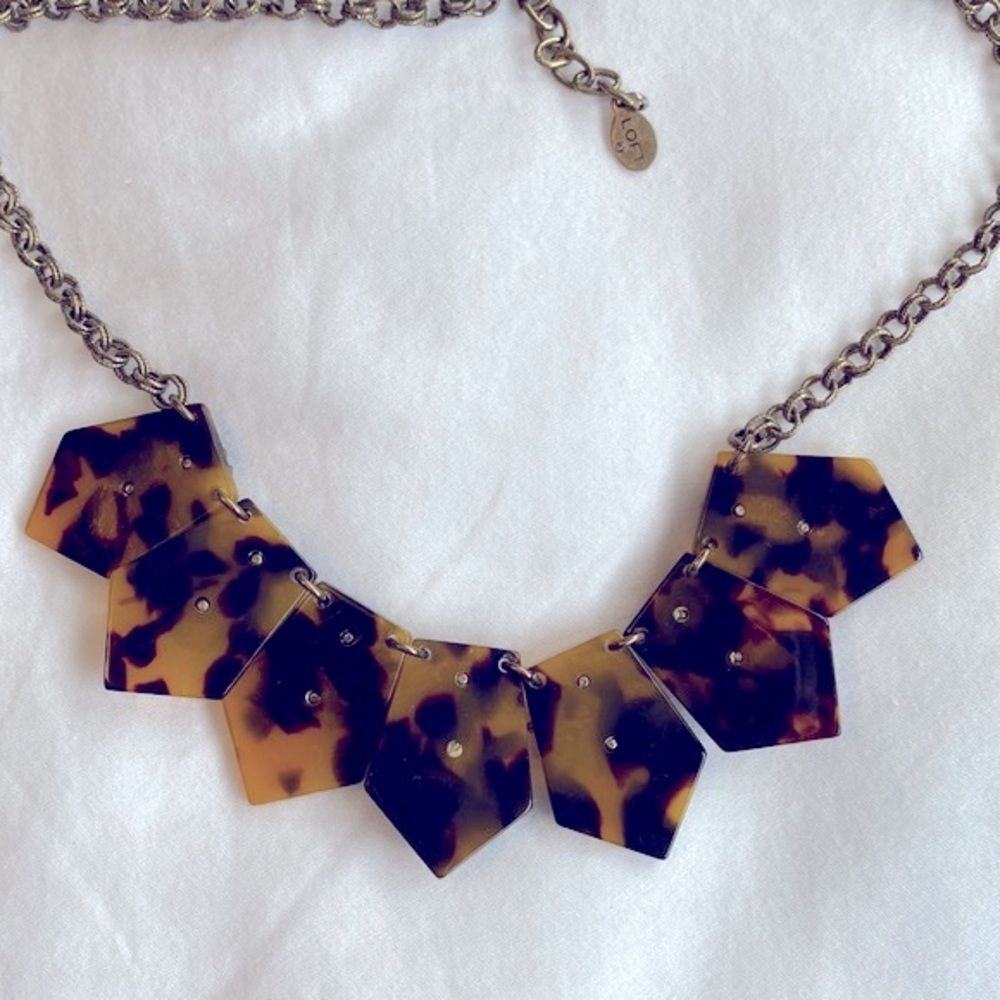 Loft Tortoiseshell Rhinestone Statement Necklace - Picture 4 of 5